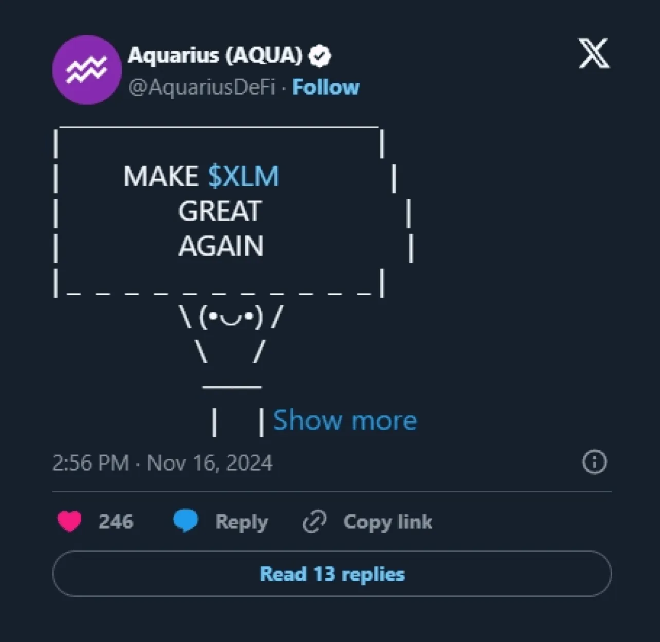 Post de tendência sobre o $XLM, 16 nov. 2024