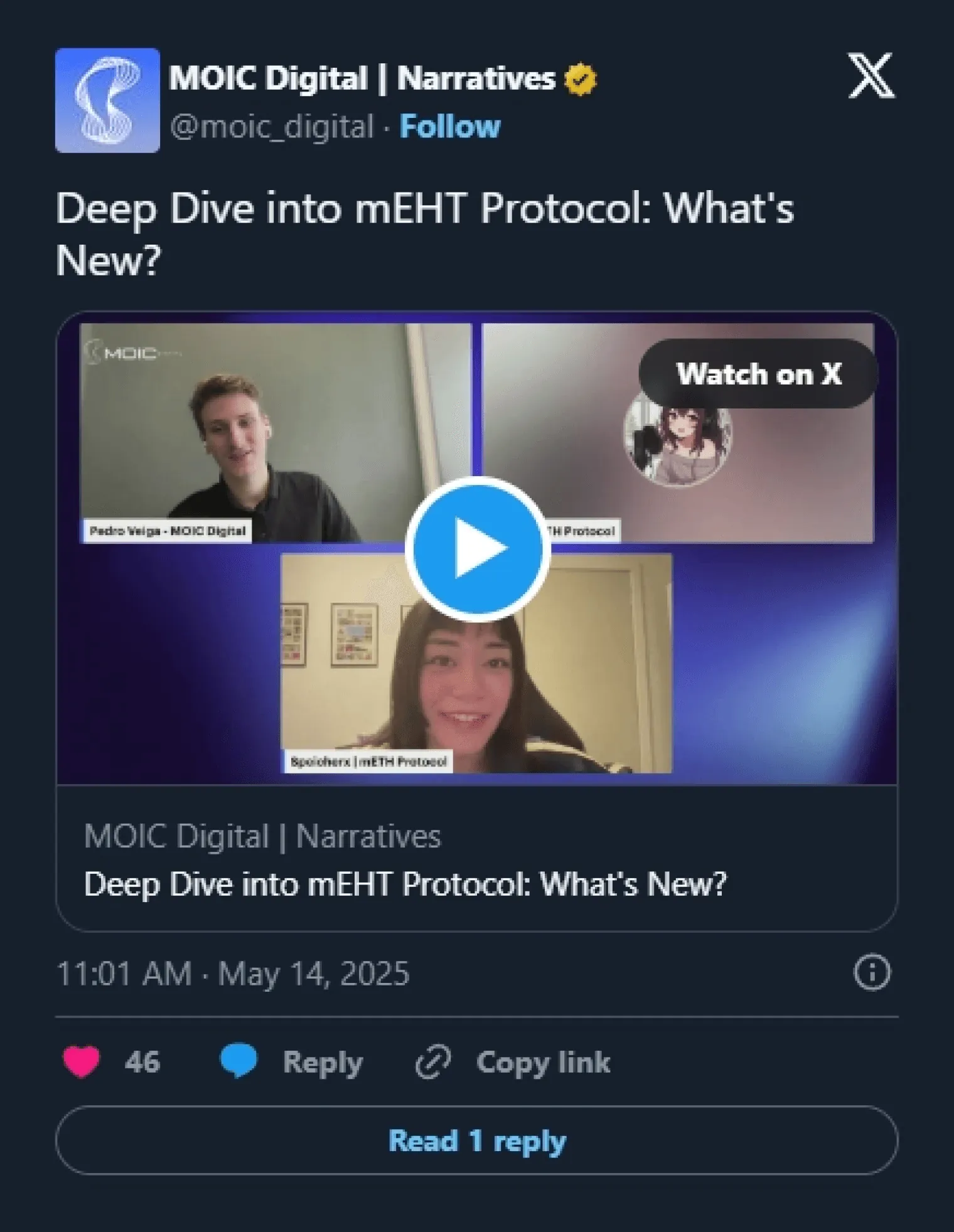 Livestream de melhor desempenho, "Deep Dive into mETH Protocol: What's New?", 14 maio 2025